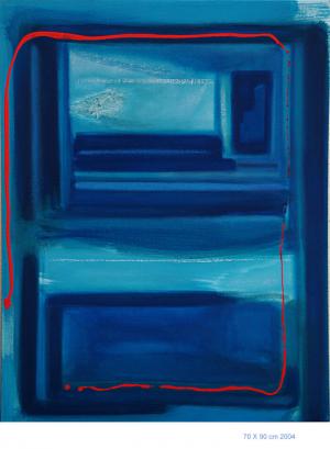 Indigo Pt.2 - Acrylique et pastels sur toile, 70x90 2004